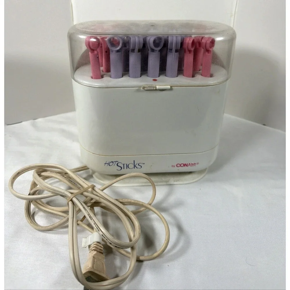 Conair HS19D Hot Sticks 20 Flexible Curlers Rollers Vintage 2 Sizes Purple Pink‎